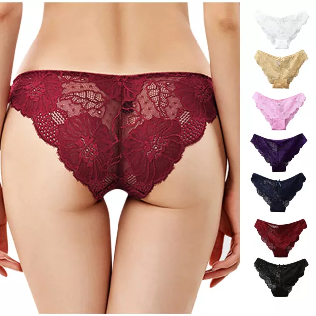 Women's Sexy Cute Underpants Bow Panties Low Waist Lace Briefs Underwear