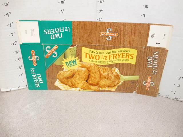SWANSON 1960s FRIED CHICKEN 2 1/2 fryers TV dinner vintage frozen food box #1