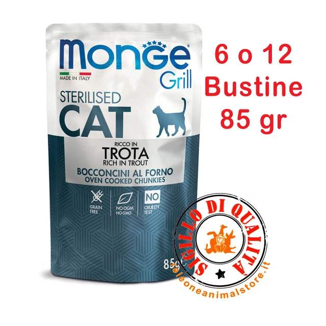 Monge Grill Bocconcini in Jelly gusto Trota - Cibo Umido Gatti Sterilizzati
