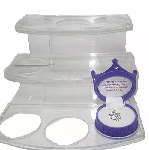 3 Tier plastic display holds round bottom item storage plexiglass retail