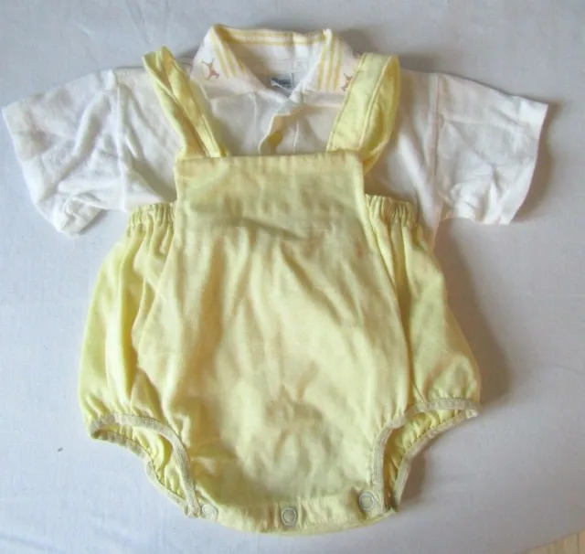 Vintage Carter's 1950s Baby Boy's Infant Short Overalls w/Shirt Outfit Size 6M