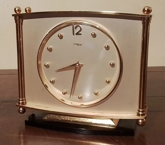 IMHOF Orologio Da Tavolo 8 Days Ottone Vintage Bellissimo