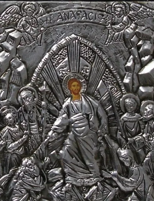 OSTERN IKONE JESUS AUFERSTEHUNG Metall Oklad Icon resurrection Icone ANASTASIS