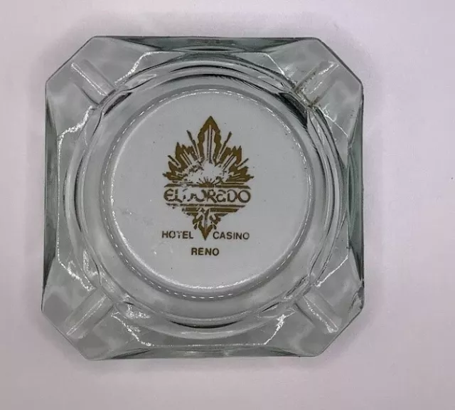 Vintage Glass Casino Cigarette Ashtray Eldorado Hotel Casino Reno, Nevada