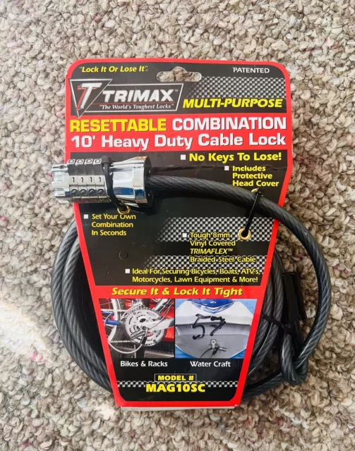 Trimax MAG10SC 10ft Combination Cable Lock NEW BIKE HEAVY duty