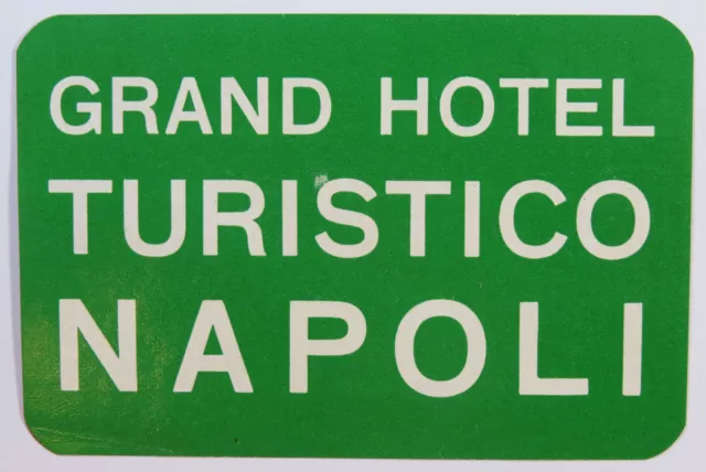 Vintage Luggage Label Grand Hotel Turistico Napoli Naples Italy Unused