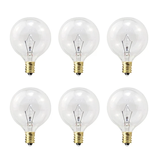 25 Watt Light Bulbs  Size Warmers, E12 Base Clear