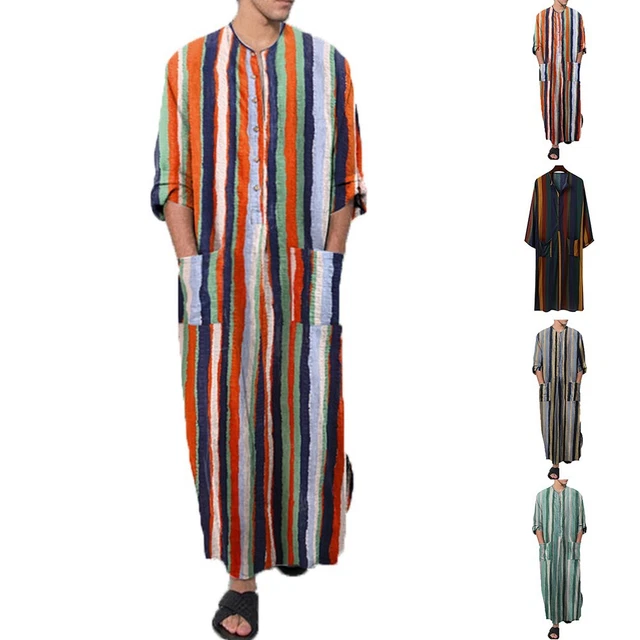 Abito da uomo monocolore caftano manica lunga M ~ 3XL musulmano nuovo di zecca di alta qualità