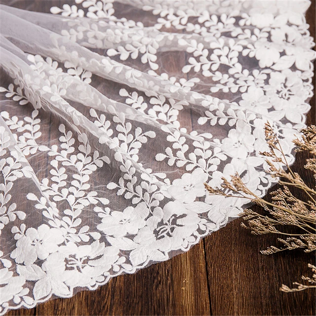 1 Yard Flower Embroidered Lace Trim DIY Wedding Dress Clothing Sewing Width 32cm