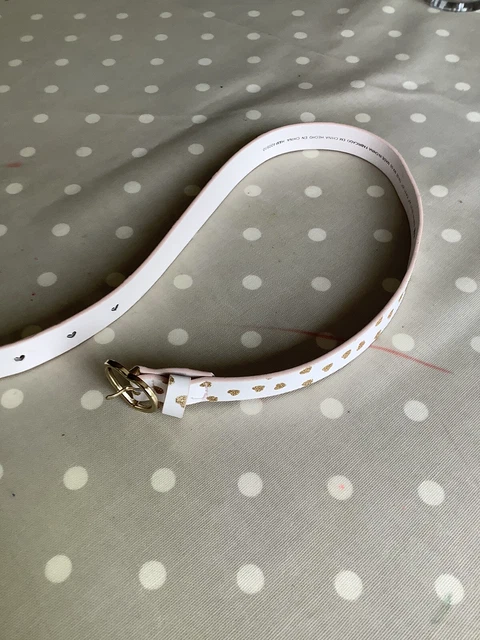 girls 21-22 inches (1-2 years) heart print white belt