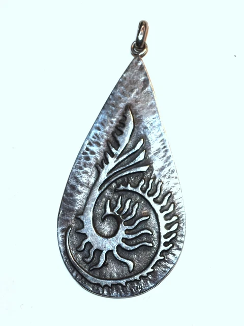 Collier Argent Massif 925 - Pendentif Verre Bicolore - Poids 12 G - Modèle N°520 - Fabriqué En France - Occasion