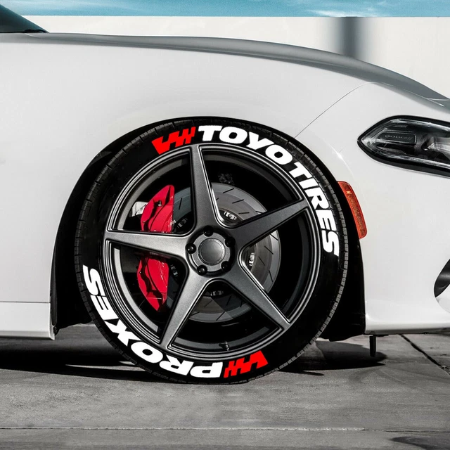 TOYO TIRES PROXES Tire Lettering Sticker With Racing Flag 1.20" 15"-24" 4 Sets