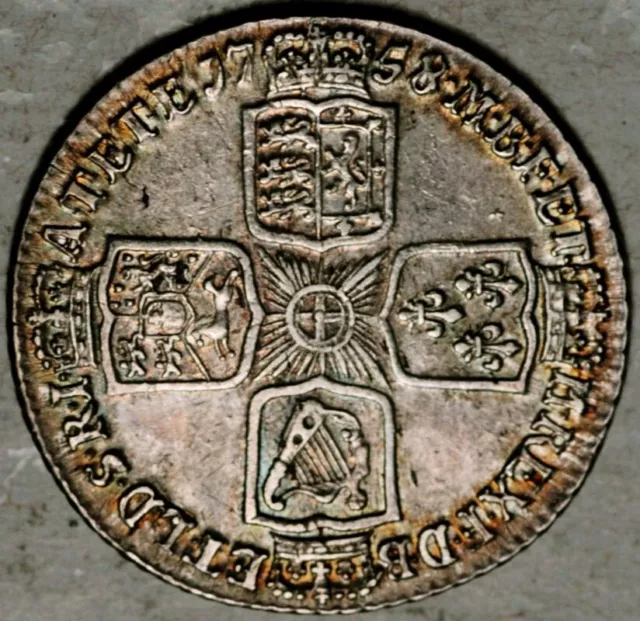 Great Britain Silver 1 Shilling 1758 (High Grade!) 2