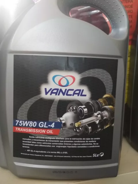 Lubricante 75W80 Gl-4 5 Lt. Vancal Transmisiones Y Cajas De Cambio