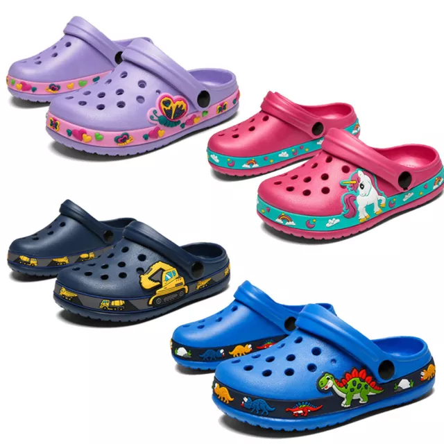 Kids Child Sandals Crocks Summer Boys Girls Unicorn Dinosaur Beach Shoes Slipper