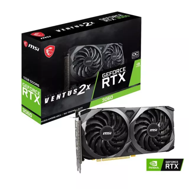 MSI VENTUS GeForce RTX 3060 2X 12GB GDDR6 OC Gaming Graphics Video Card 15 Gbps