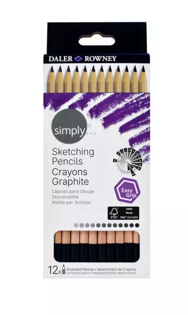 Daler Rowney Simply Sketching Pencils Crayons Graphite Set 12pk
