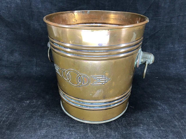 Ancien Seau à Champagne Art Déco En Cuivre Et Laiton – Vintage 1950 (France)