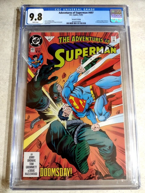 The Adventures of Superman 497 CGC 9.8 Rare 2nd Print Doomsday Death