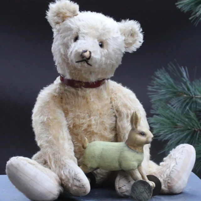 Antiker Steiff Teddy Bär mit langem f 1920er  45cm mit Stimme & Osterhase Bear