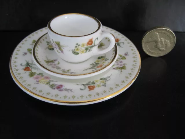 Rare Wedgwood Mirabelle Bone China Miniature Tiny Trio Cup Saucer And Plate