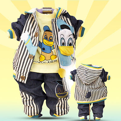 Toddler Boy 3 PC Outfit Set Donald Duck Suit Size 1-4 Years Jacket+Top+Jeans!