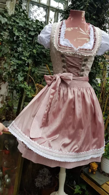 ☆Krüger Madl☆ Zauberhaftes Rose` Dirndl  Gr 36 38 S Wasen~Oktoberfest~Motto Top