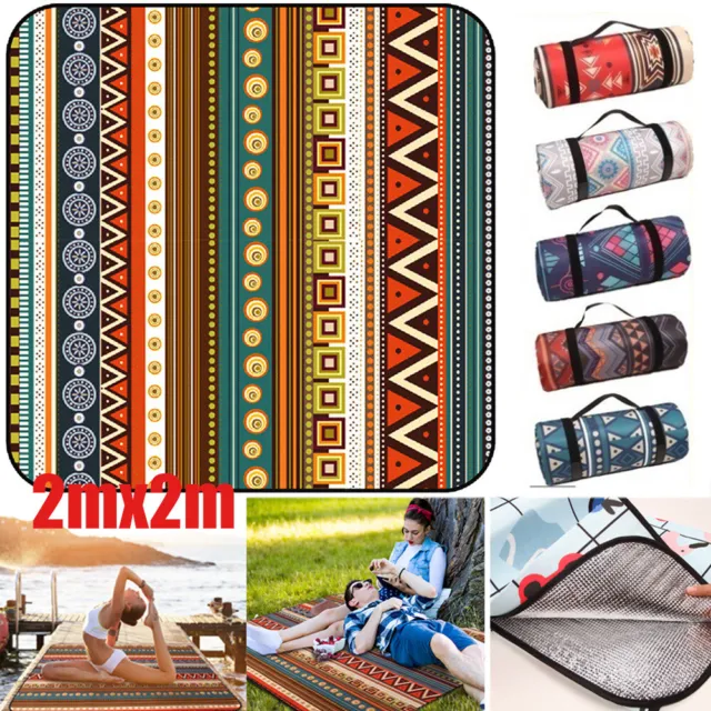 Foldable Large Picnic Blanket Mat Waterproof Camping Beach Rug Outdoor Travel AU