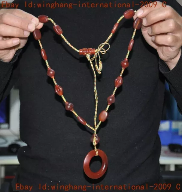 China Chinese Natural Agate Onyx Carved Exorcism amulet Necklace