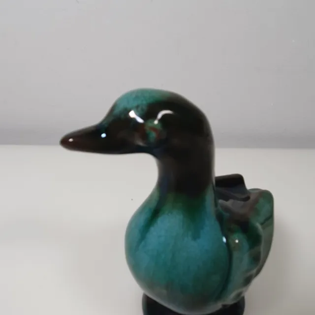 Blue Mountain Pottery Duck Goose 4.5" Tall Green Drip Glaze 2