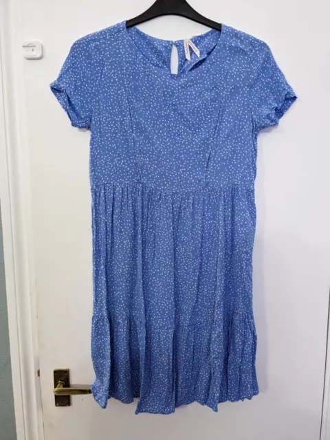 Seraphine Maternity Dress size 10 Short Sleeve Blue With Dots