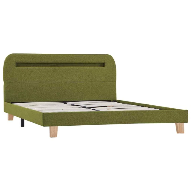 BED FRAME WITH LED without Mattress Green Fabric 135x190 cm Double £165