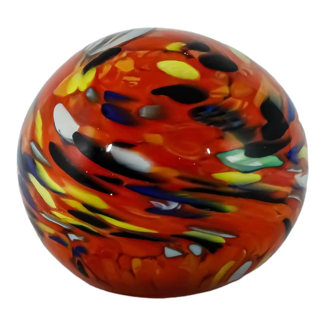 Murano Pisapapeles de Cristal Art Rojo Multicolor Hecho a Mano Millefiori