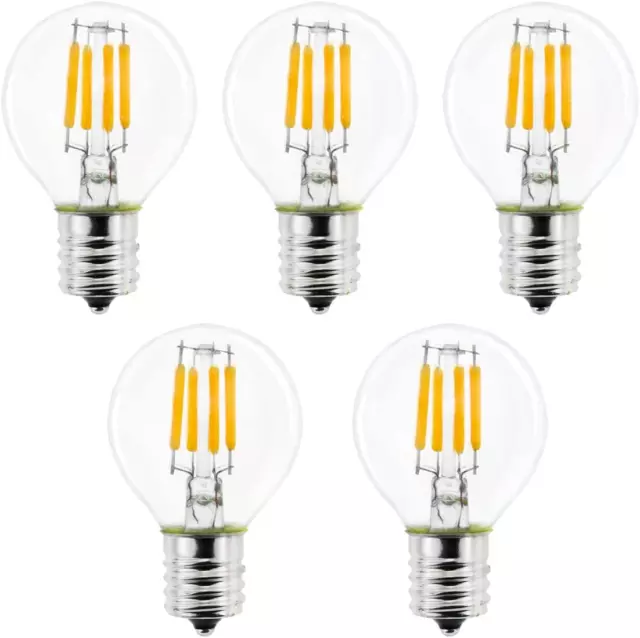 5-Pack E17 S11 LED Light Bulb,E17 Intermediate Base Mini Globe Bulb 4W Warm Whit