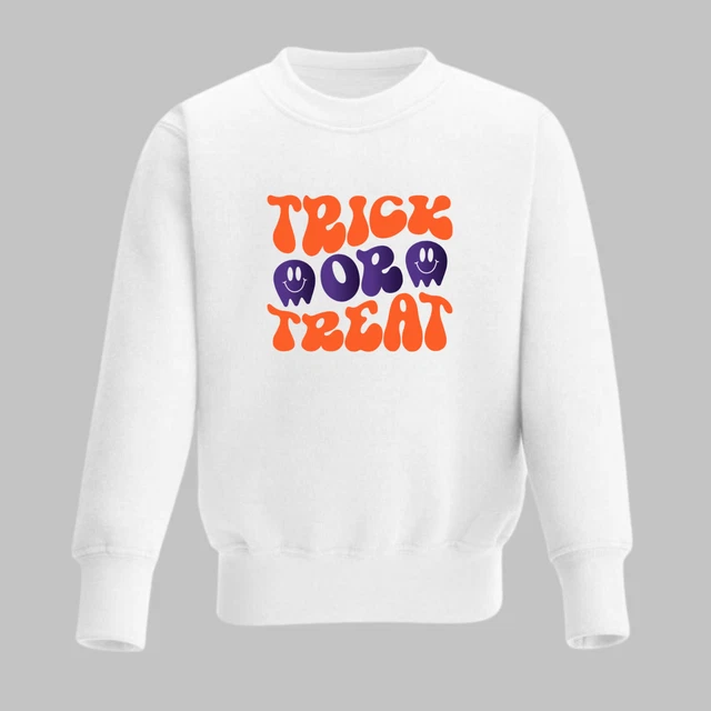 Felpa Halloween Unisex Bambini, trucco o scherzo, su ordinazione