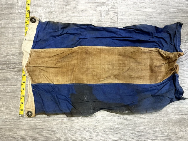 antique sailboat yacht club pennant flag maritime ship bunting burgee tan blue