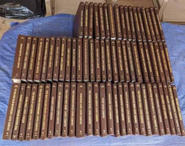 Louis L'amour Collection Leatherette Western Novels Lot Of 70 Books Bantam