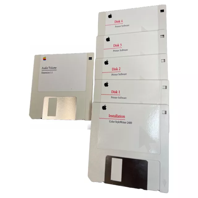 Vintage Apple Macintosh Floppy Disk Lot StyleWriter 2400 Printer + Audio Volume