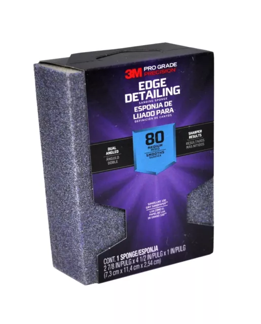 3M Pro Grade Precision Edge Detailing 80 Grit Dual Angle Sanding Sponge