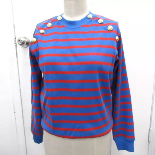 DEREK LAM 10 CROSBY Women's Button Accent Striped Sweater- SZ M