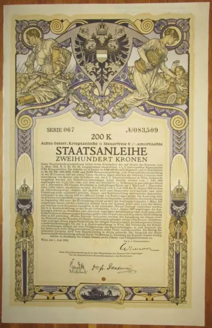 ÖSTERREICH AUSTRIA 8. Kriegsanleihe 200 Kronen 1918 Austrian War Loan