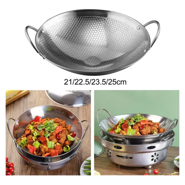 Stainless Steel Wok Cookware Conduction Drawing Wok Fry Pan Deep Frying Pan for