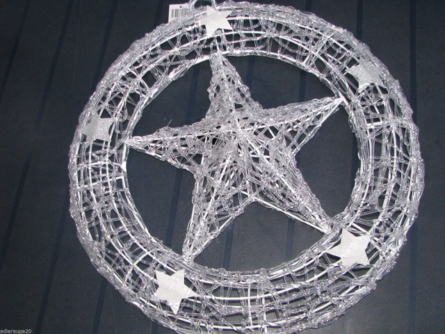 Weihnachtskranz Acryl Deko Kranz mit Stern Türkranz Fenster 41cm Weihnachten NEU