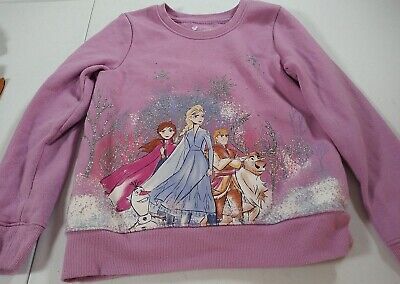 Disney Jumping Beans Frozen Sweatshirt Size 5 Girls Purple Crew L/S Pullover Vtg