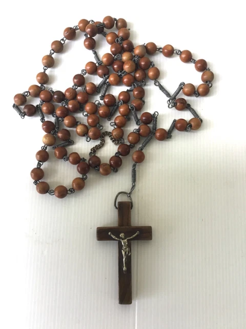 Décoration véhicule,Chapelet en bois avec croix de Jérusalem pour femme Décoration véhicule,Chapelet en bois avec croix de Jérusalem pour femme