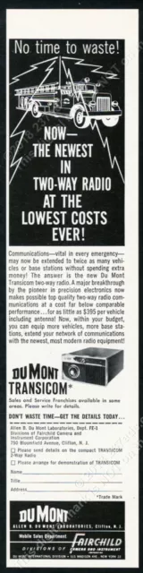 1961 DuMont Transicom 2-way fire police radio illustrated vintage trade print ad