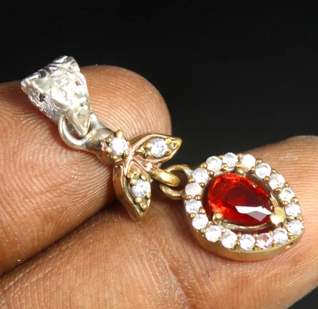Ceylon Padparadscha Sapphire Lab Diamond Victoria Jewelry Gift Pendant 30 mm Q92