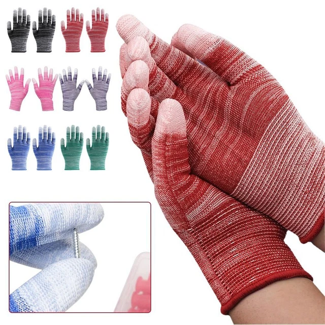 13 Needles PU Coated Glove Multicolor Dipped Stripes Gloves  Electronic Factory