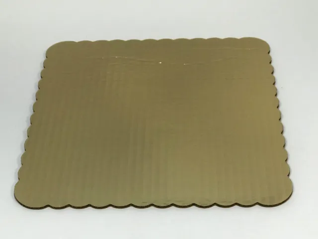 Mylar Gold Scallop Bakery Cake Pad, 10.475" x 10.475", 50 per Case