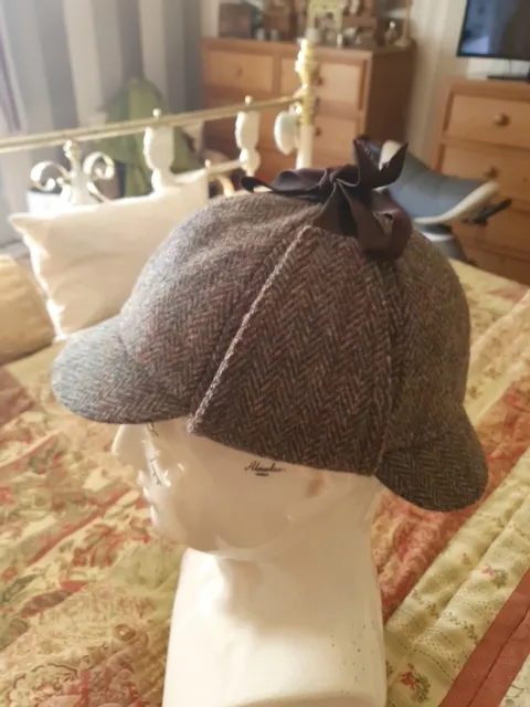 Failsworth Harris Tweed 100% Wool Sherlock Deerstalker Hat. Large